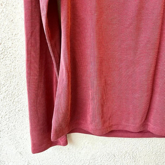 Lucky Brand Long Sleeve Ribbed Snap Henley Top in Red Size Small - Picture 6 of 7